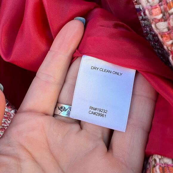 Alfred Dunner Pink Red White Woven Tweed Blazer Jacket 22W - Picture 7 of 7